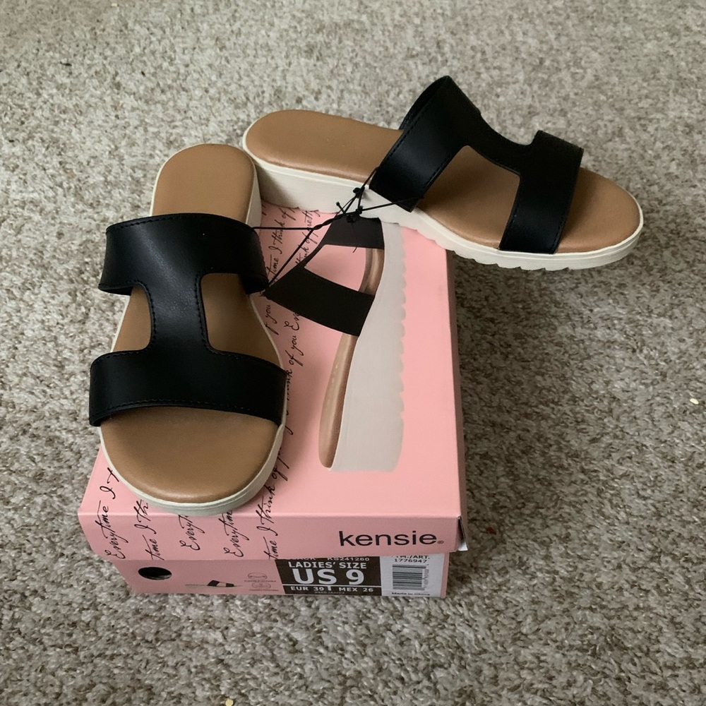 New Kensie Ladies' Size 7M Elena H Band Sandal, Black - Picture 4 of 10